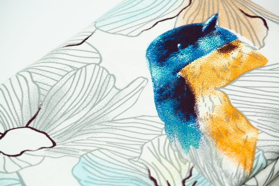 Bed sheet King Size Lined Flowers & Bird Print Material - Balooworld