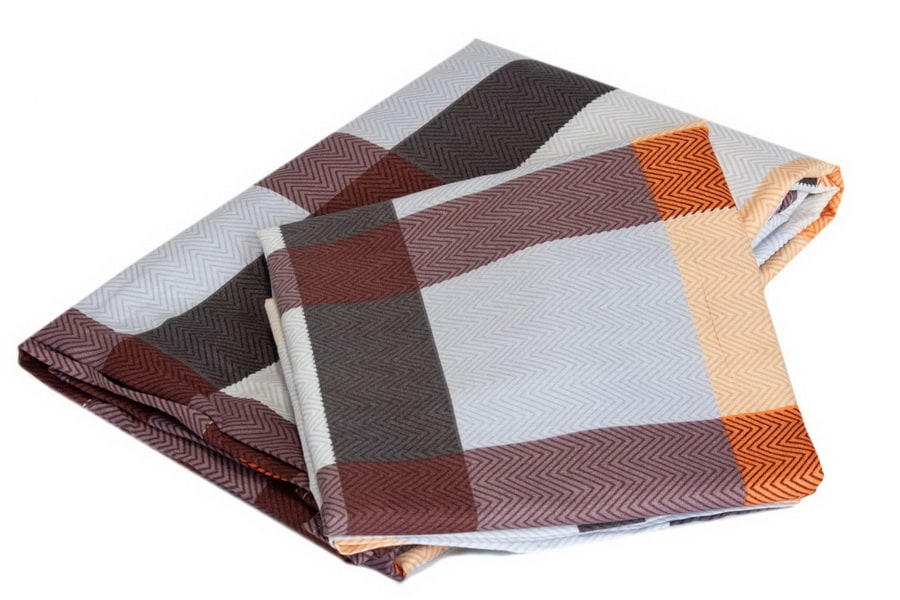 Bed Sheet Queen Size Contrast Plaid & Zig-Zig Stripes Print With Pillow Covers- Balooworld