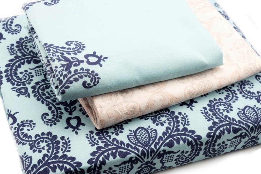 Bed Sheet Queen Size Blue Damask Pattern With Pillow Covers Material - Balooworld