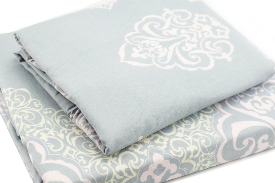 Bed Sheet Queen Size Neutral Color Damask Pattern With Pillow Covers Material - Balooworld