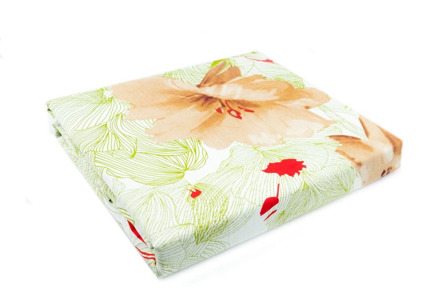 Bed sheet Queen Size Flower & Line Art Leaves Print - Balooworld