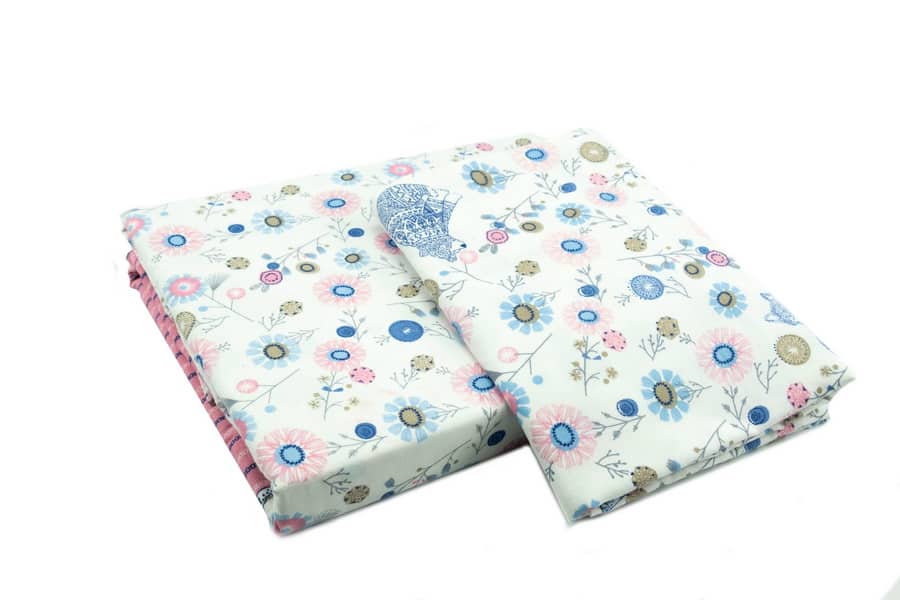 Bed Sheet Queen Size Fluff Flowers & Stripes With Pillow Covers - Balooworld