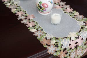 Table Runner Small Size Cut Work Embroidery On Tissue Material - Balooworld