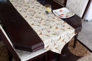 Table Runner Large Size Birds Print On Jute - Balooworld