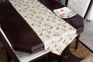 Table Runner Large Size Birds Print On Jute - Balooworld