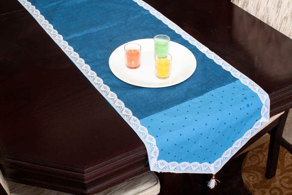 Table Runner Medium Size Denim Blue Cotton Table Runner - Balooworld