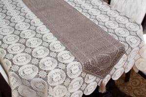 Table Runner Medium Size Coffee Motif Velvet Pattern - Balooworld