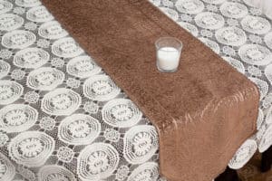 Table Runner Medium Size Brown Motif Velvet Pattern Material - Balooworld