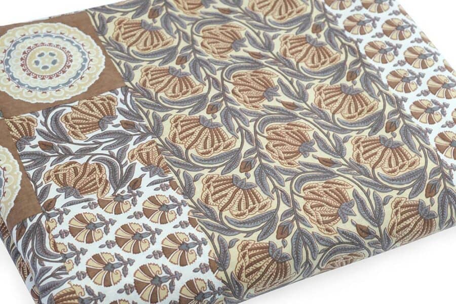 Bed Sheet King Size Brown Abloom Floral Pattern Material - Balooworld