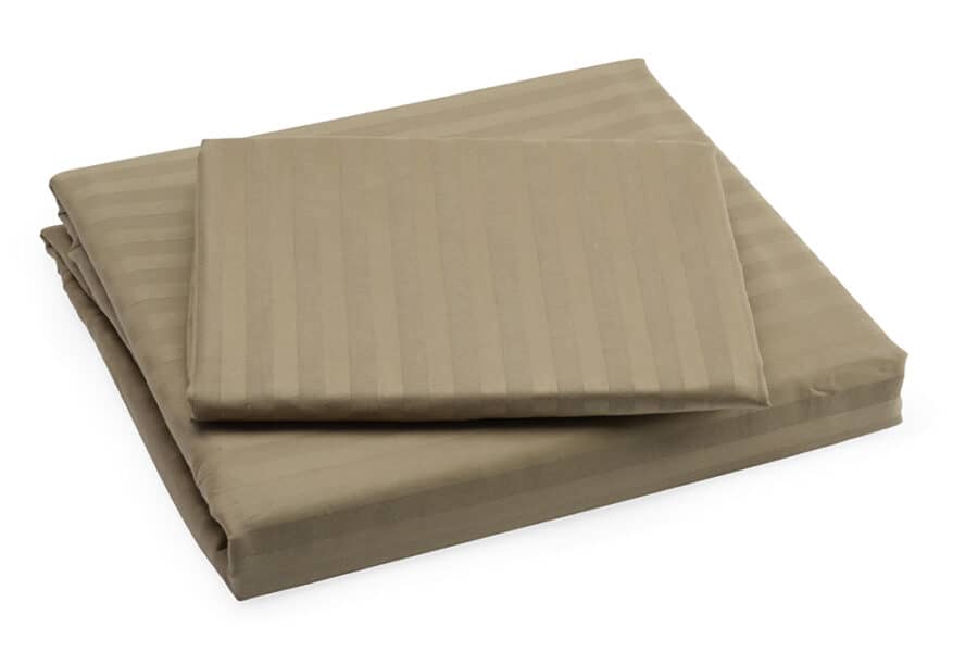 Bed Sheet Queen Size Brown Silk Satin Stripes with Pillowcases - Balooworld