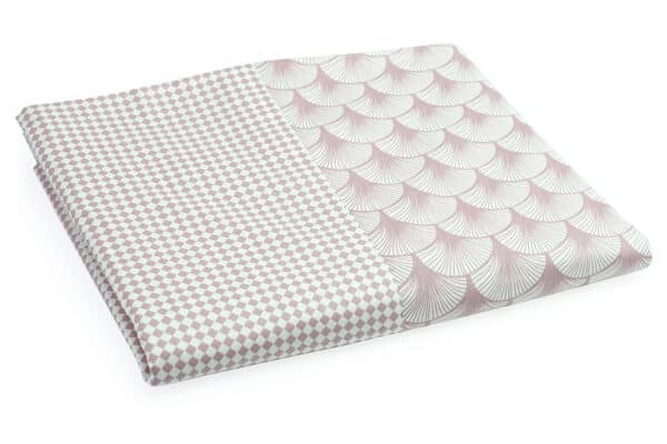 Bed Sheet Full Size Dusty Rose Shell Fan Geometric Pattern - Balooworld