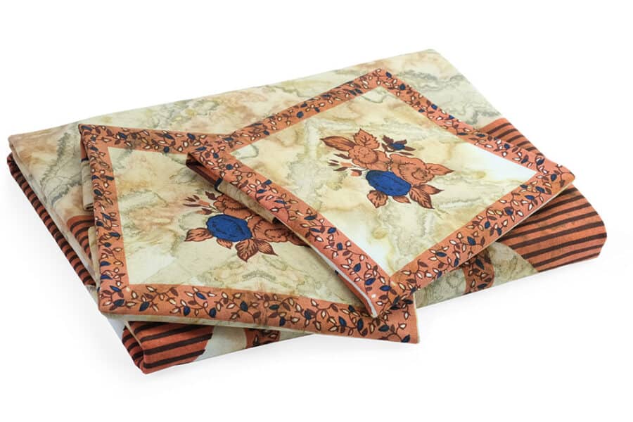 Bed Sheet Queen Size Marble & Floral Pattern With Pillow Covers - Balooworld