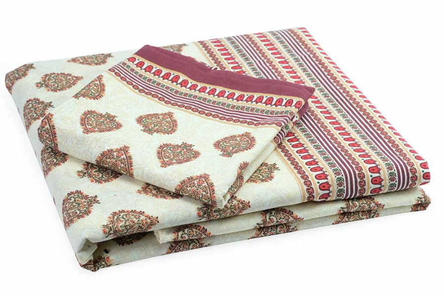Bed Sheet King Size Mughal Ethnic Floral Pattern With Pillow Covers - Balooworld