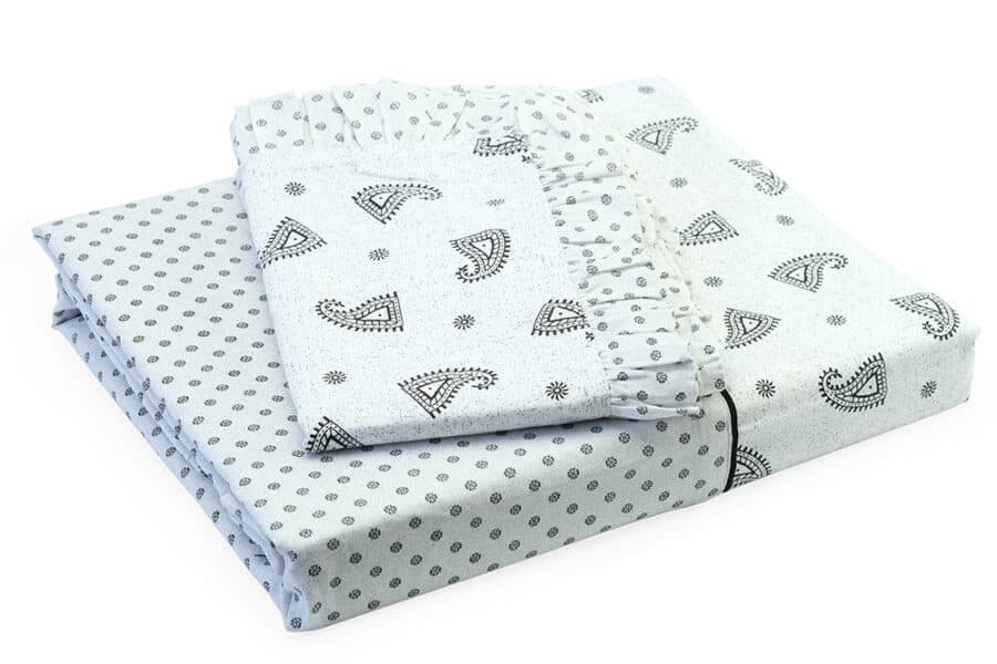 Bed Sheet Queen Size Seamless Abstract Geometric Paisley Pattern with Pillow - Balooworld