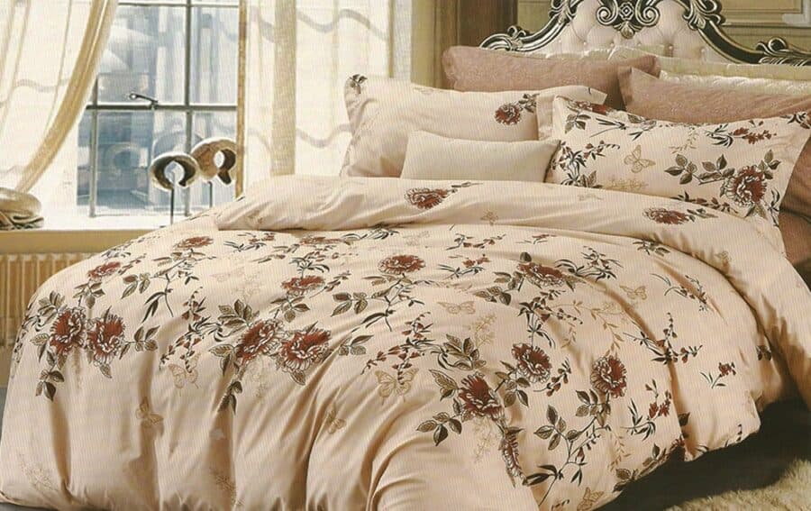 Bed Sheet King Size Brown Floral Overlay Print bed set - Balooworld