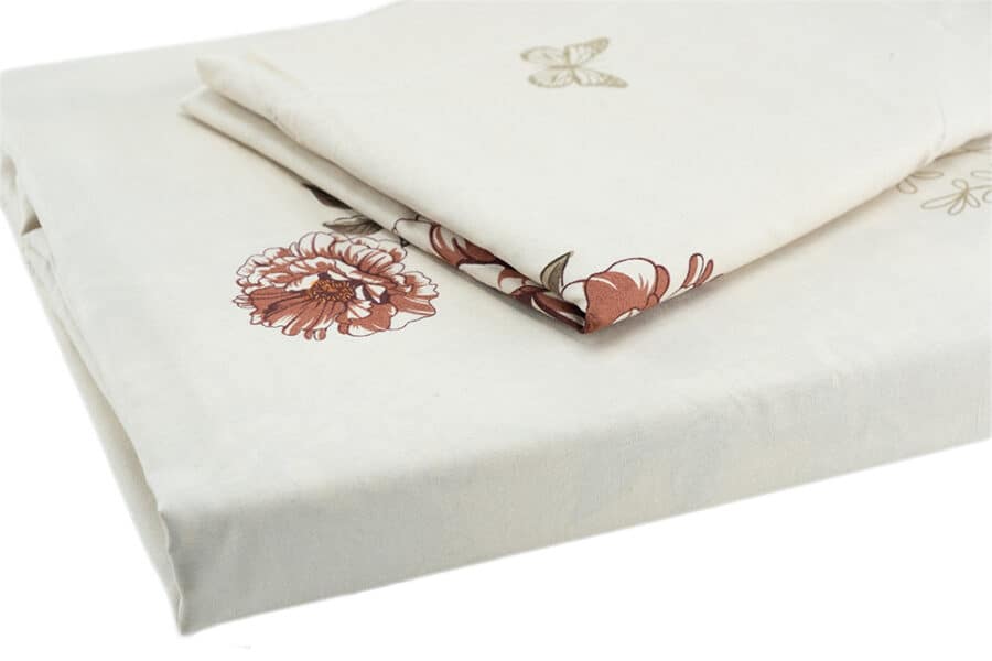 Bed Sheet King Size Brown Floral Overlay Print Material - Balooworld