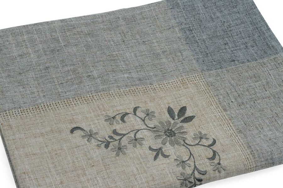 Beige embroidery linen polyester Table cloth material balooworld.ca