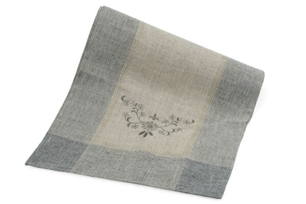 Embroidery Beige linen polyester Table Runner balooworld.ca