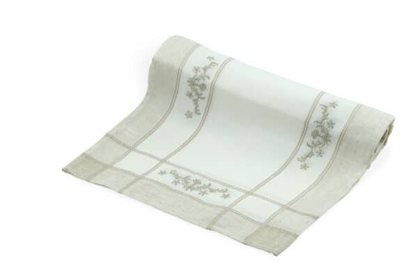 Embroidery White linen polyester Table Runner - balooworld.ca