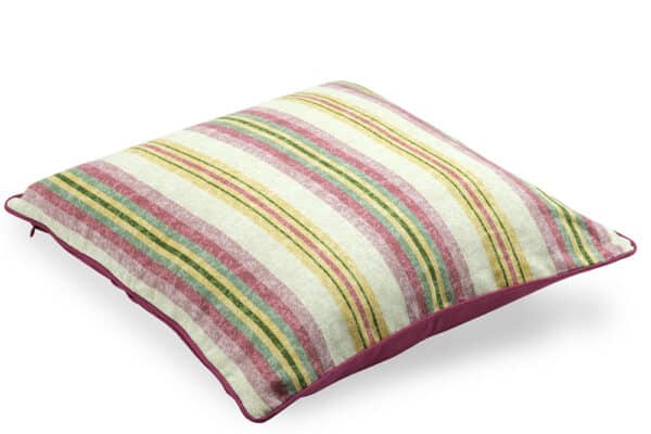 colorfull stripes on jute cushion cover - balooworld.ca