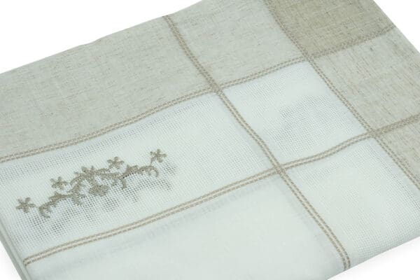 white embroidery linen polyester Table cloth material - balooworld.ca
