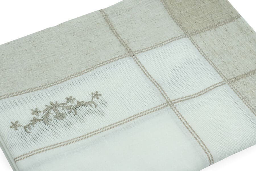 white embroidery linen polyester Table cloth material - balooworld.ca
