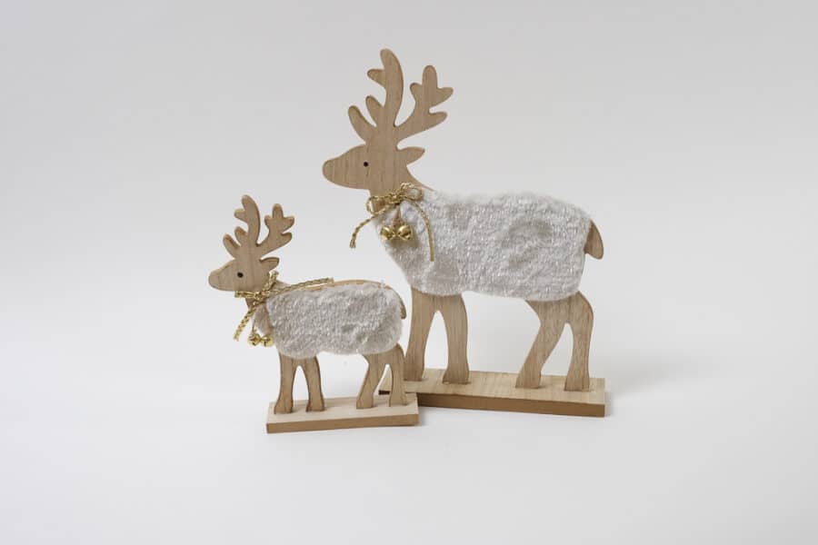 Fur trim deer with gold bow and bells combo- balooworld-decoration