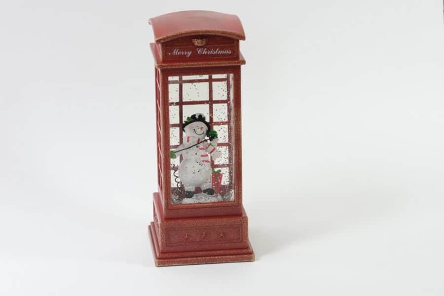 Battery Operated Snowman Phone booth Water Globe balooworld