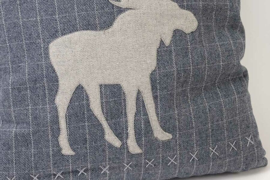 blue grey plaid with moose design cushion material balooworld-cushion-cover
