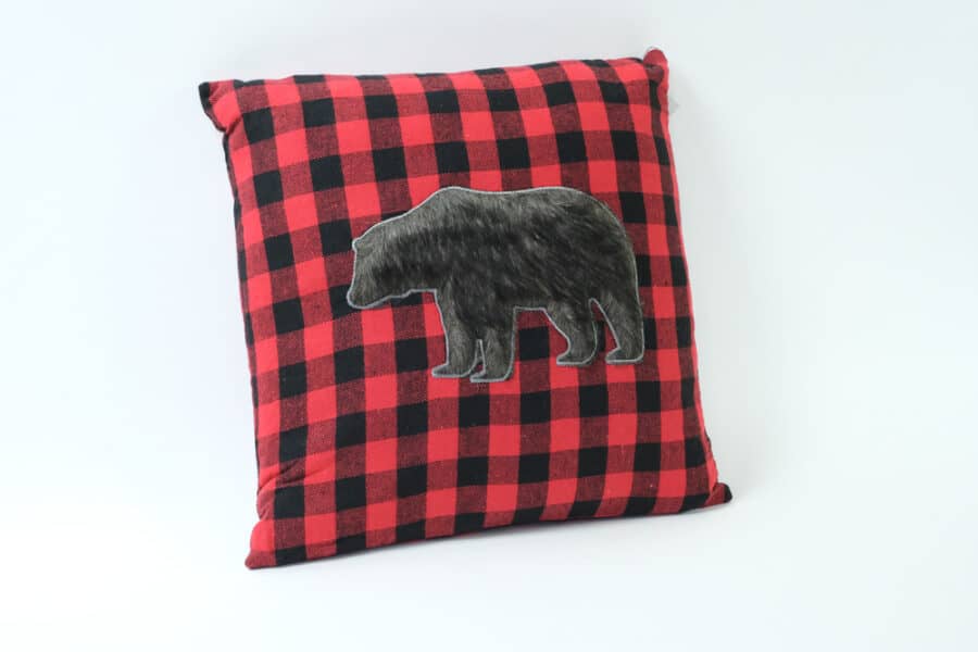 Buffalo check plaid with faux fur bear cushion balooworld-cushion-cover