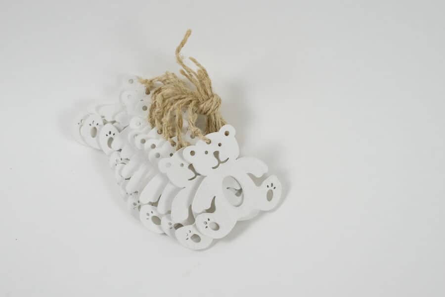 white wooden bear hanging ornament set balooworld-decoration