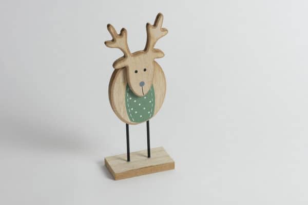 wooden reindeer on base side balooworld-decoration