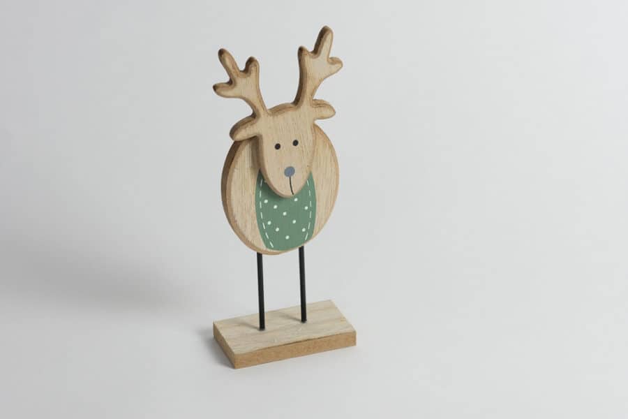 wooden reindeer on base side balooworld-decoration